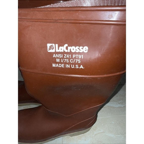 Vintage LaCrosse tall‎ rubber boots Size 10 Steel Toe.  4528 main image 4